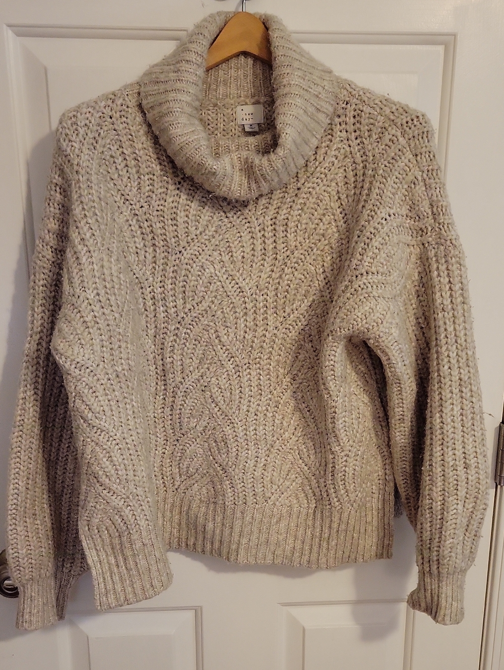 a new day Chunky Cable Turtleneck Sweater - Cream